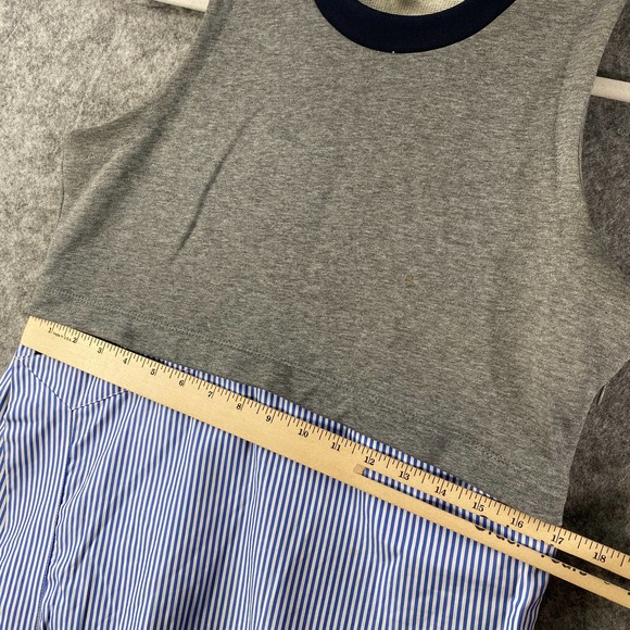 Carvin Dress Large Blue Striped Asymmetric Sleeveless A-Line Preppy - Picture 8 of 12